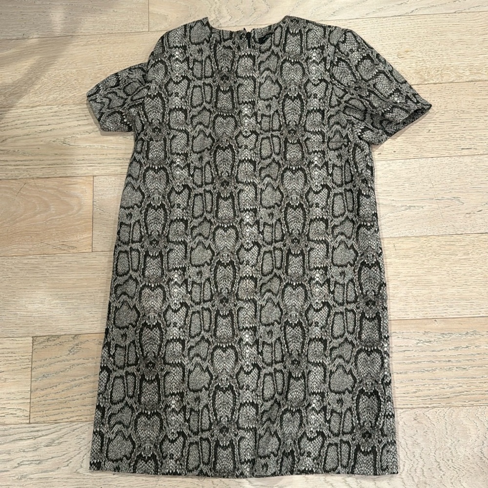 Zara Minidress Snake Print Short Sleeve Dress XS